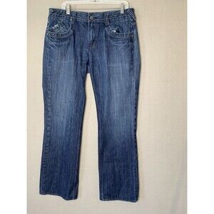 7 Diamonds Jeans Men 36x32 Blue USA Made Wide Leg Bootcut Stitch Whiskers
